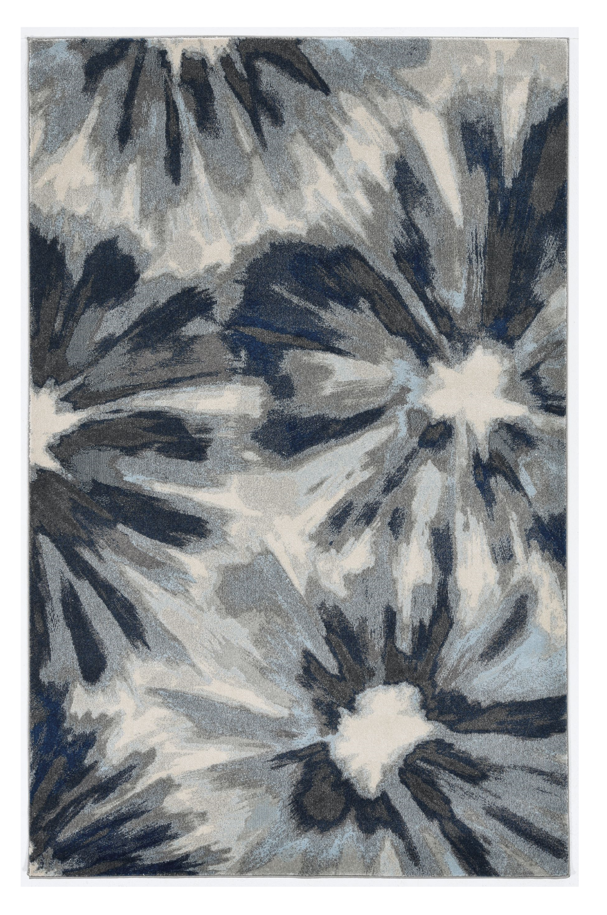 3' X 5' Ivory and Blue Floral Area Rug-Area Rugs-DECOROLALA