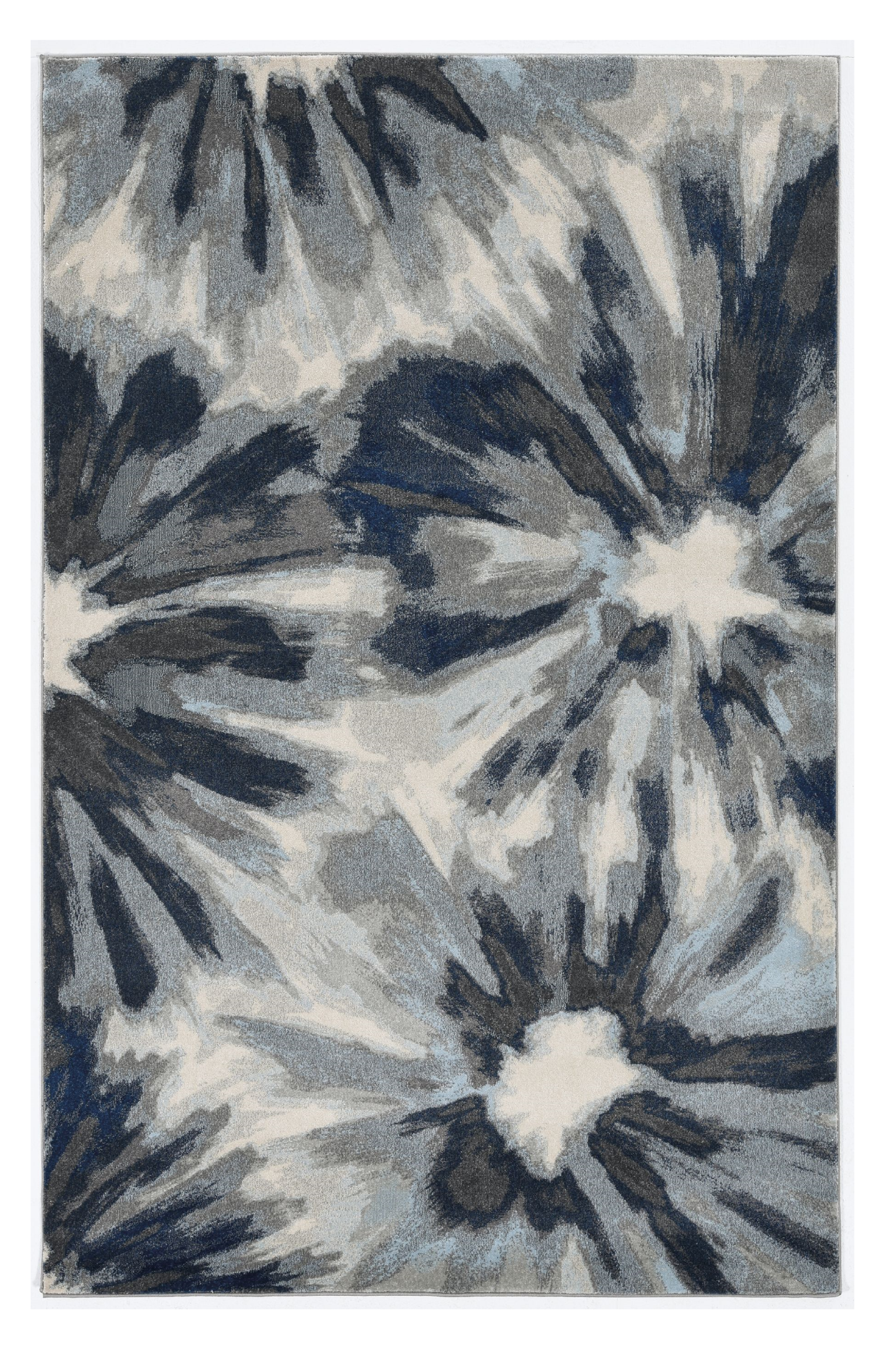 3' X 5' Ivory and Blue Floral Area Rug-Area Rugs-DECOROLALA