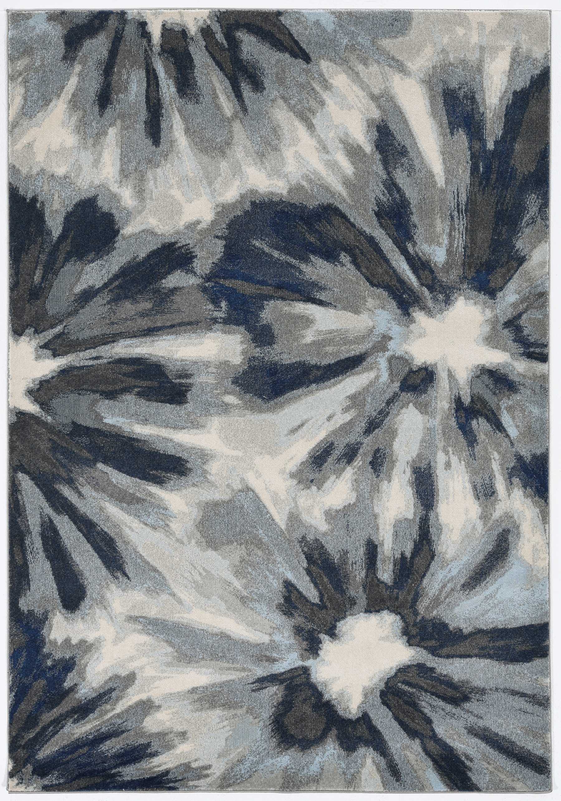 3' X 5' Ivory and Blue Floral Area Rug-Area Rugs-DECOROLALA