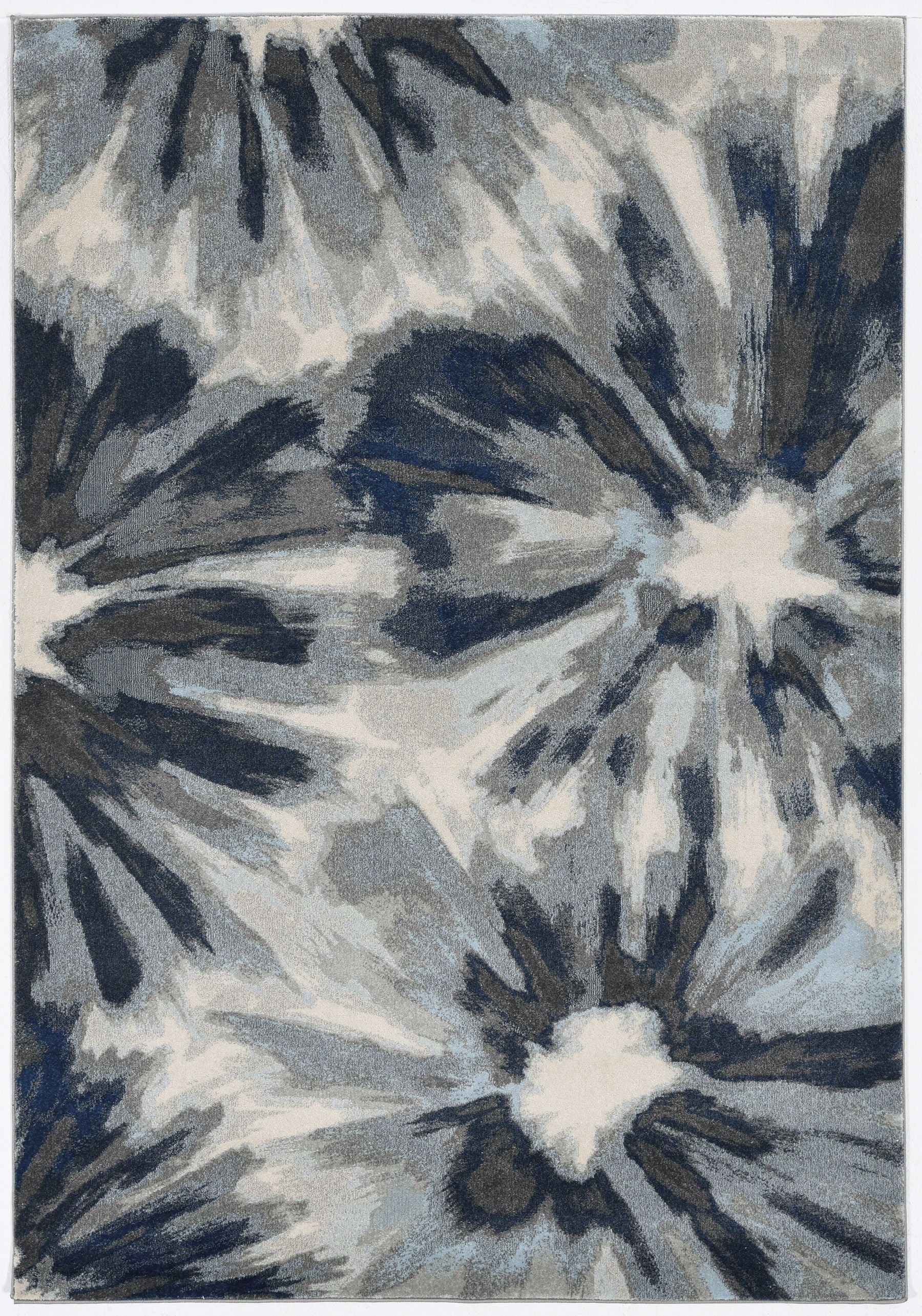 3' X 5' Ivory and Blue Floral Area Rug-Area Rugs-DECOROLALA