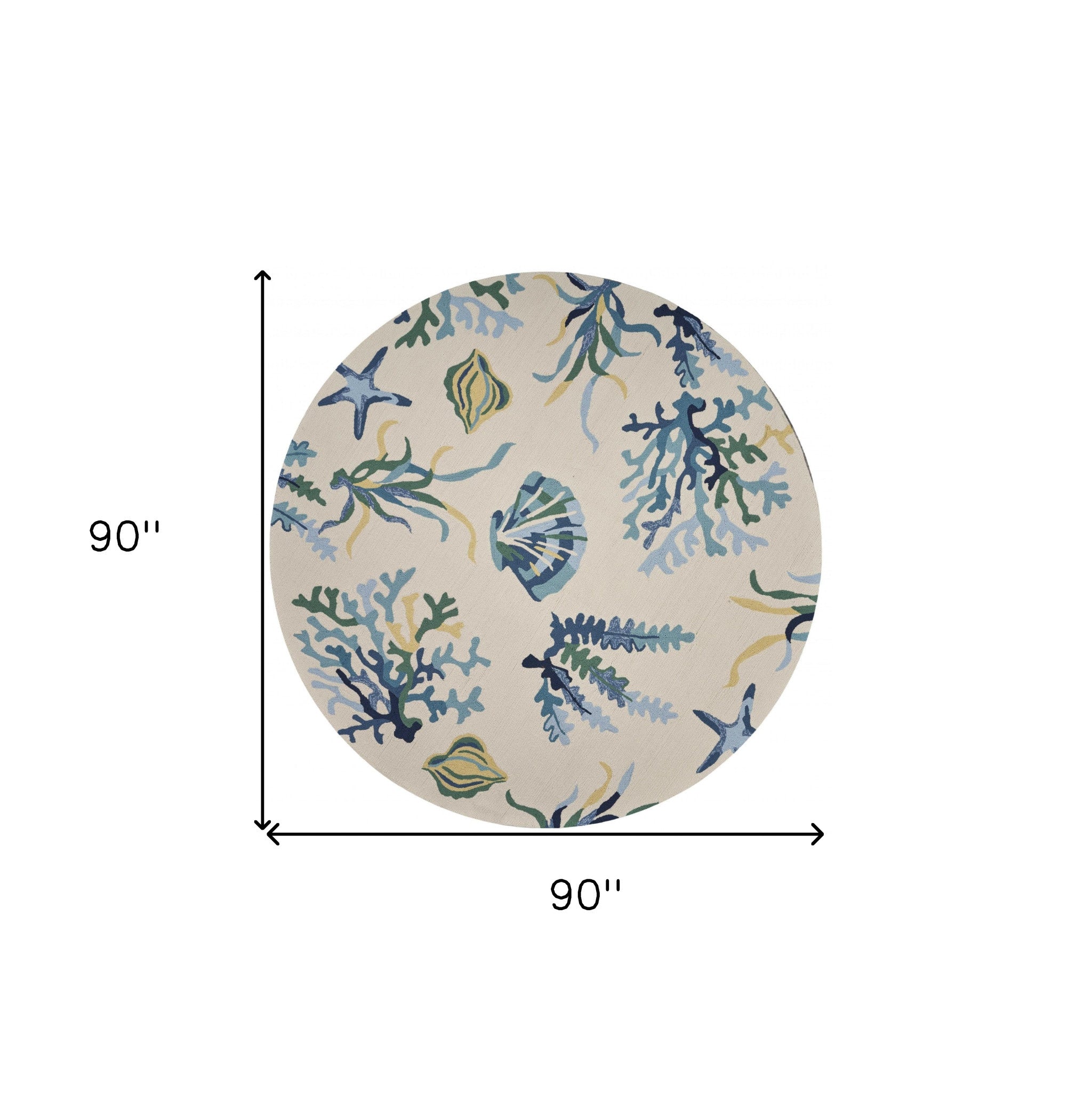 3' X 5' Ivory and Blue Seashell and Coral Hand Tufted Area Rug-Area Rugs-DECOROLALA