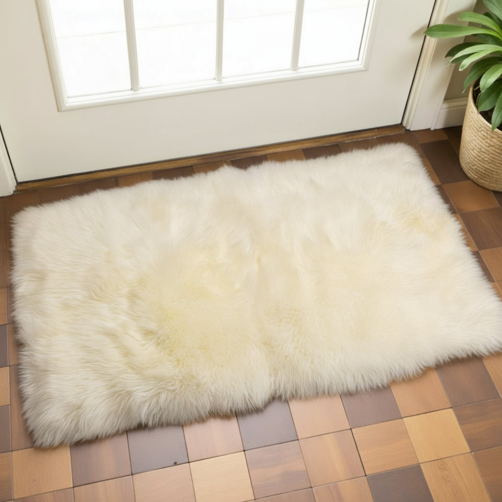 3' X 5' Natural Rectangular Sheepskin Area Rug-Area Rugs-DECOROLALA