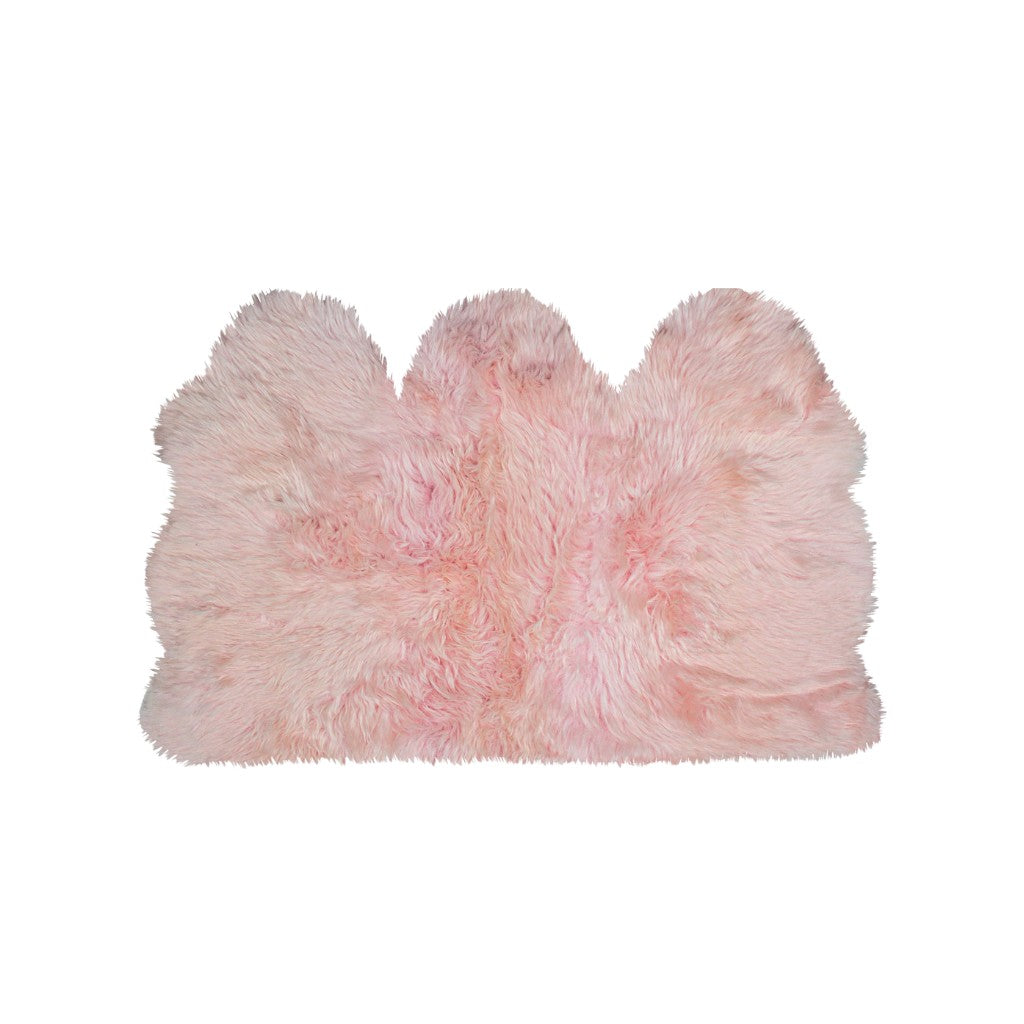 3' X 5' Pink Natural Sheepskin Area Rug-Area Rugs-DECOROLALA