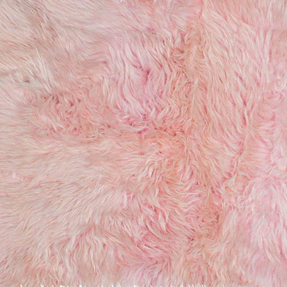 3' X 5' Pink Natural Sheepskin Area Rug-Area Rugs-DECOROLALA