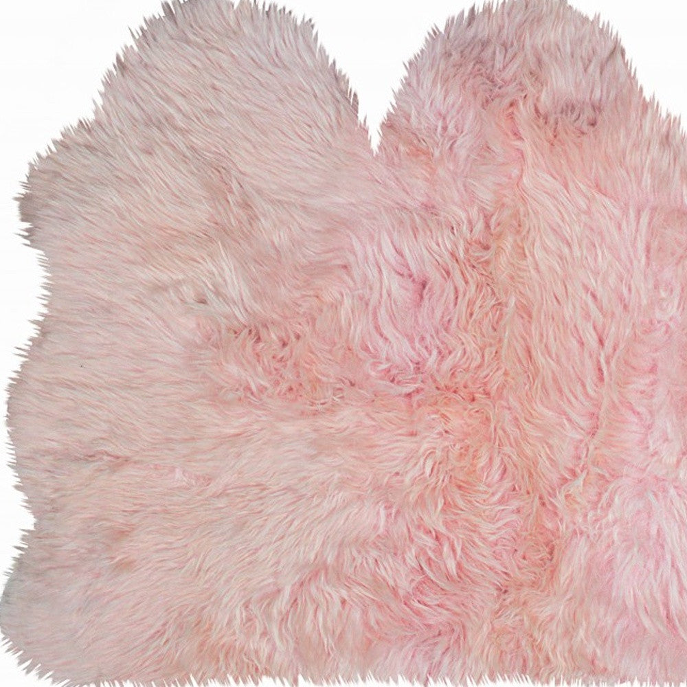 3' X 5' Pink Natural Sheepskin Area Rug-Area Rugs-DECOROLALA