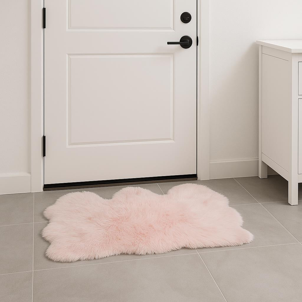 3' X 5' Pink Natural Sheepskin Area Rug-Area Rugs-DECOROLALA