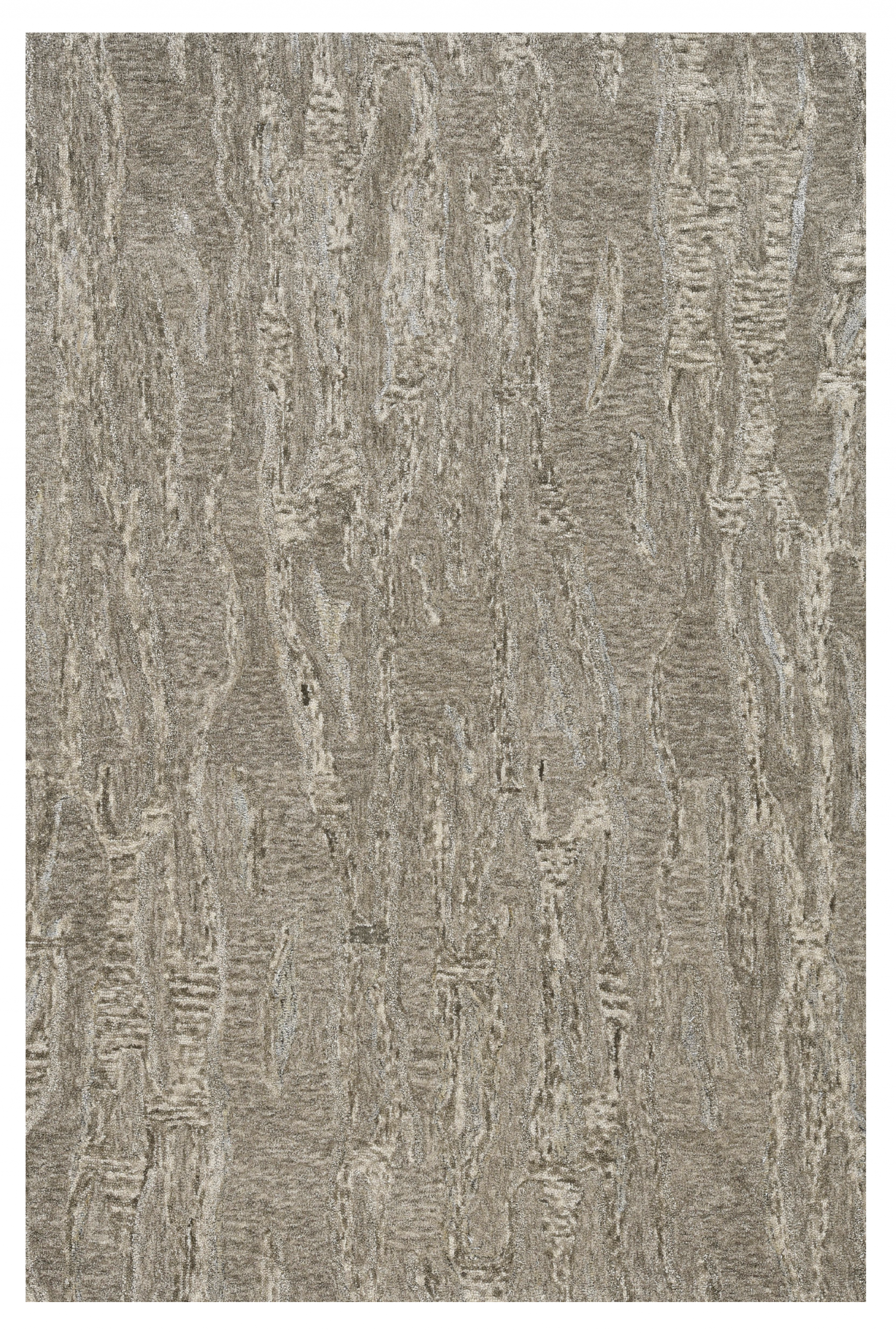3' X 5' Sand And Gray Abstract Hand Tufted Area Rug-Area Rugs-DECOROLALA