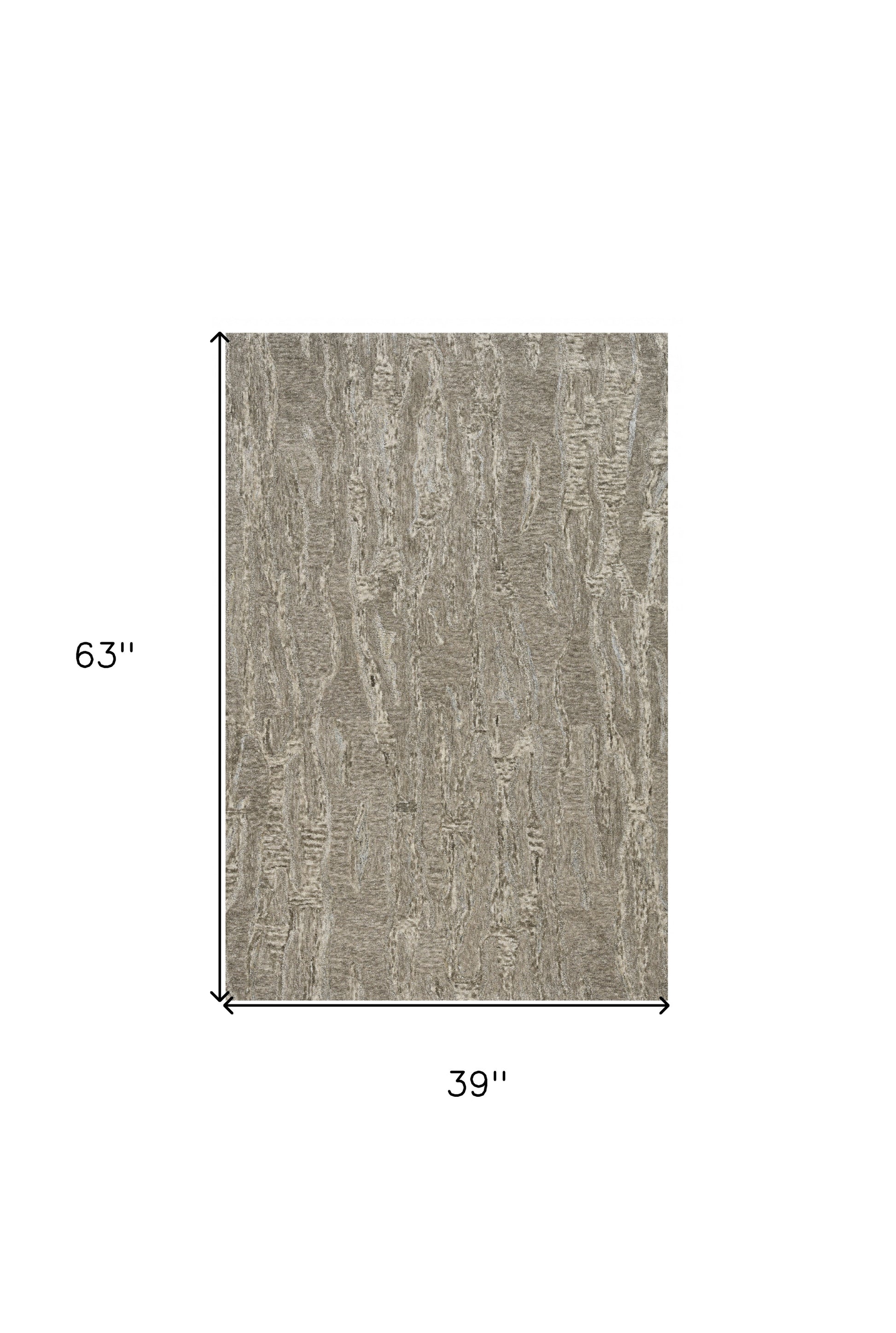 3' X 5' Sand And Gray Abstract Hand Tufted Area Rug-Area Rugs-DECOROLALA
