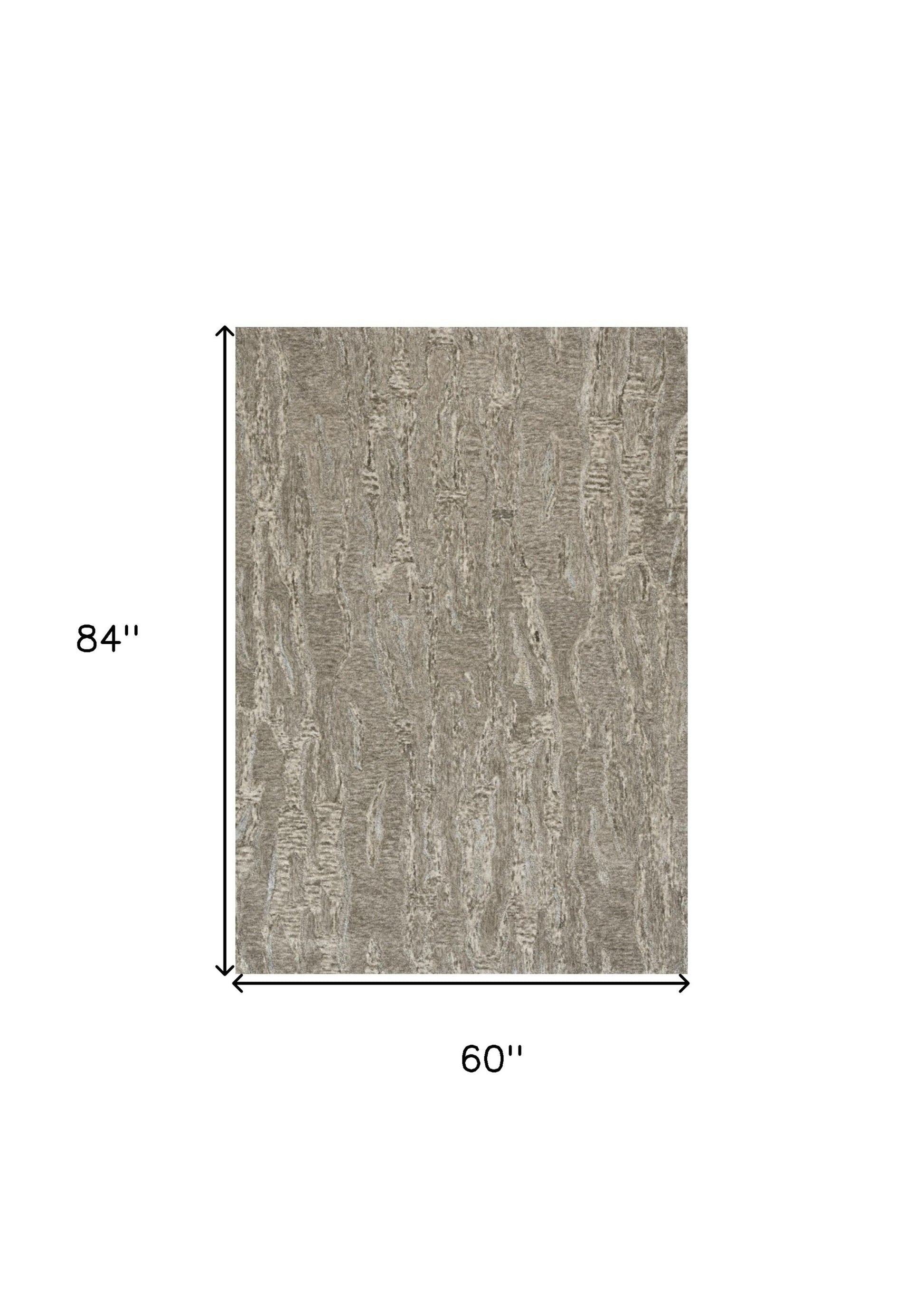 3' X 5' Sand And Gray Abstract Hand Tufted Area Rug-Area Rugs-DECOROLALA