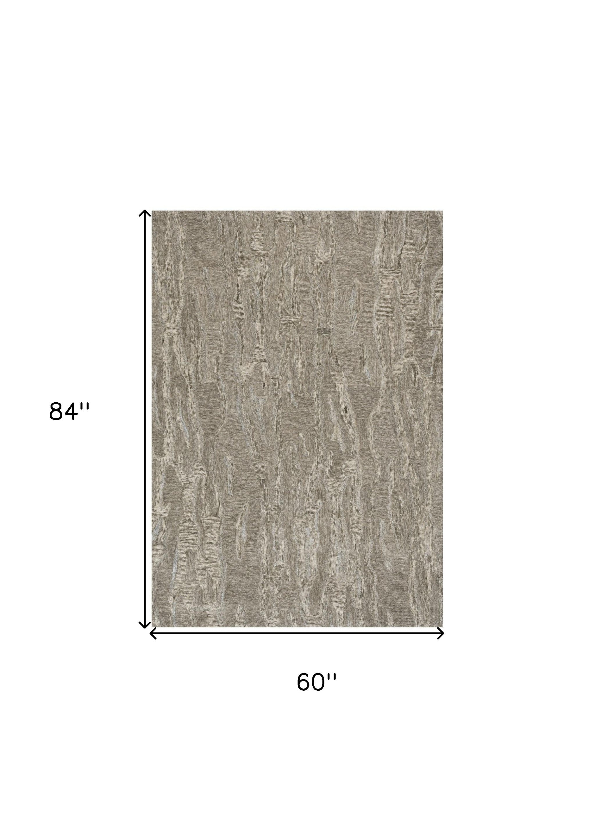 3' X 5' Sand And Gray Abstract Hand Tufted Area Rug-Area Rugs-DECOROLALA
