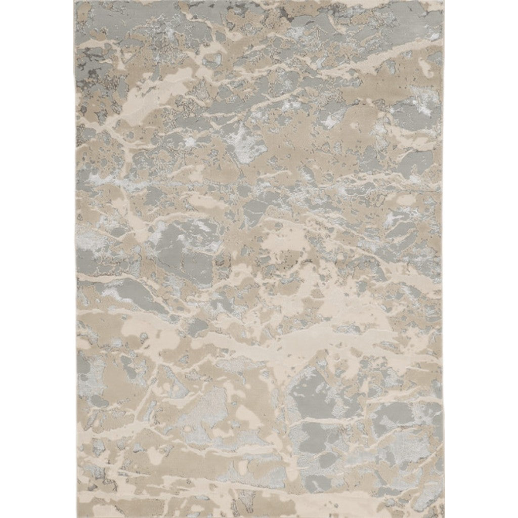 3' X 5' Sand Gray And Beige Abstract Area Rug-Area Rugs-DECOROLALA