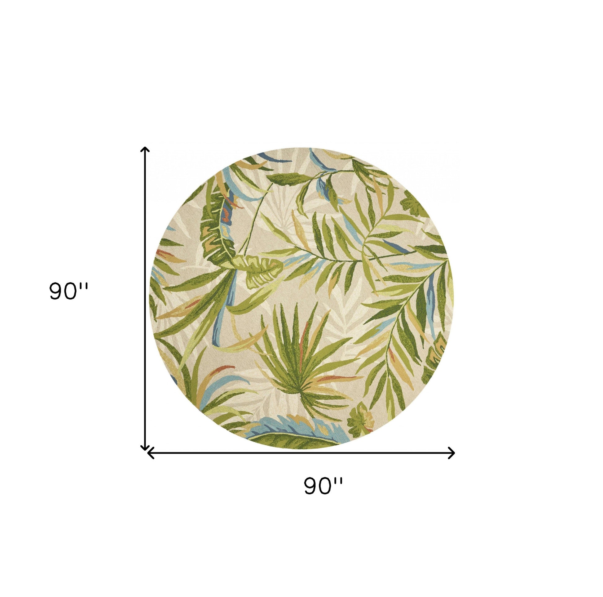 3' X 5' Sand Green And Blue Botanical Leaves Hand Tufted Area Rug-Area Rugs-DECOROLALA