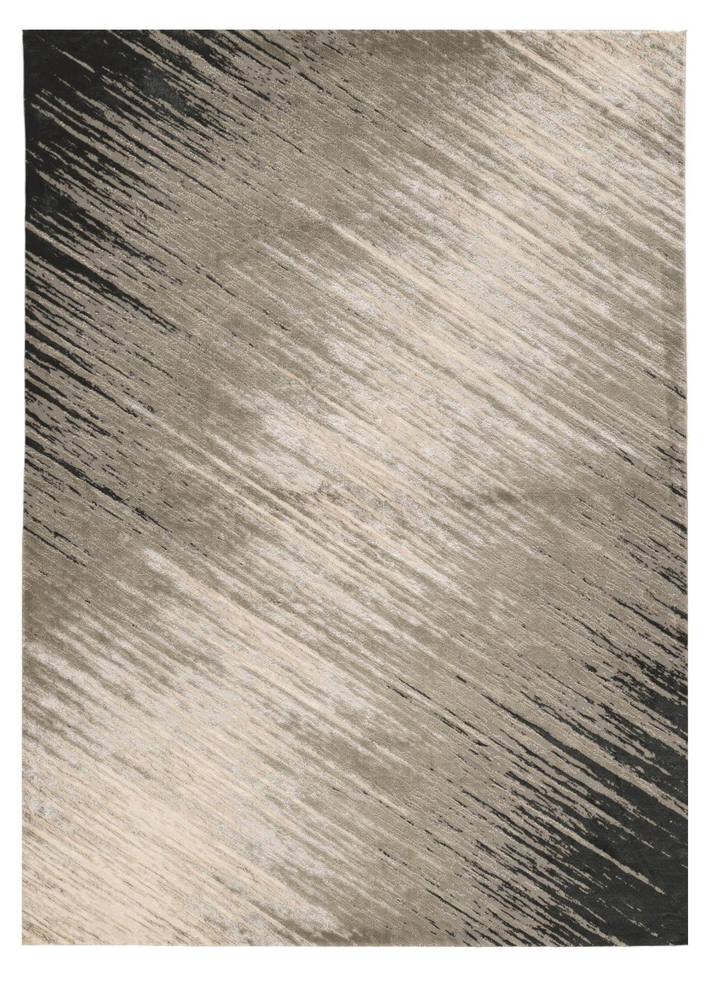 3' X 5' Silver And Gray Abstract Area Rug-Area Rugs-DECOROLALA