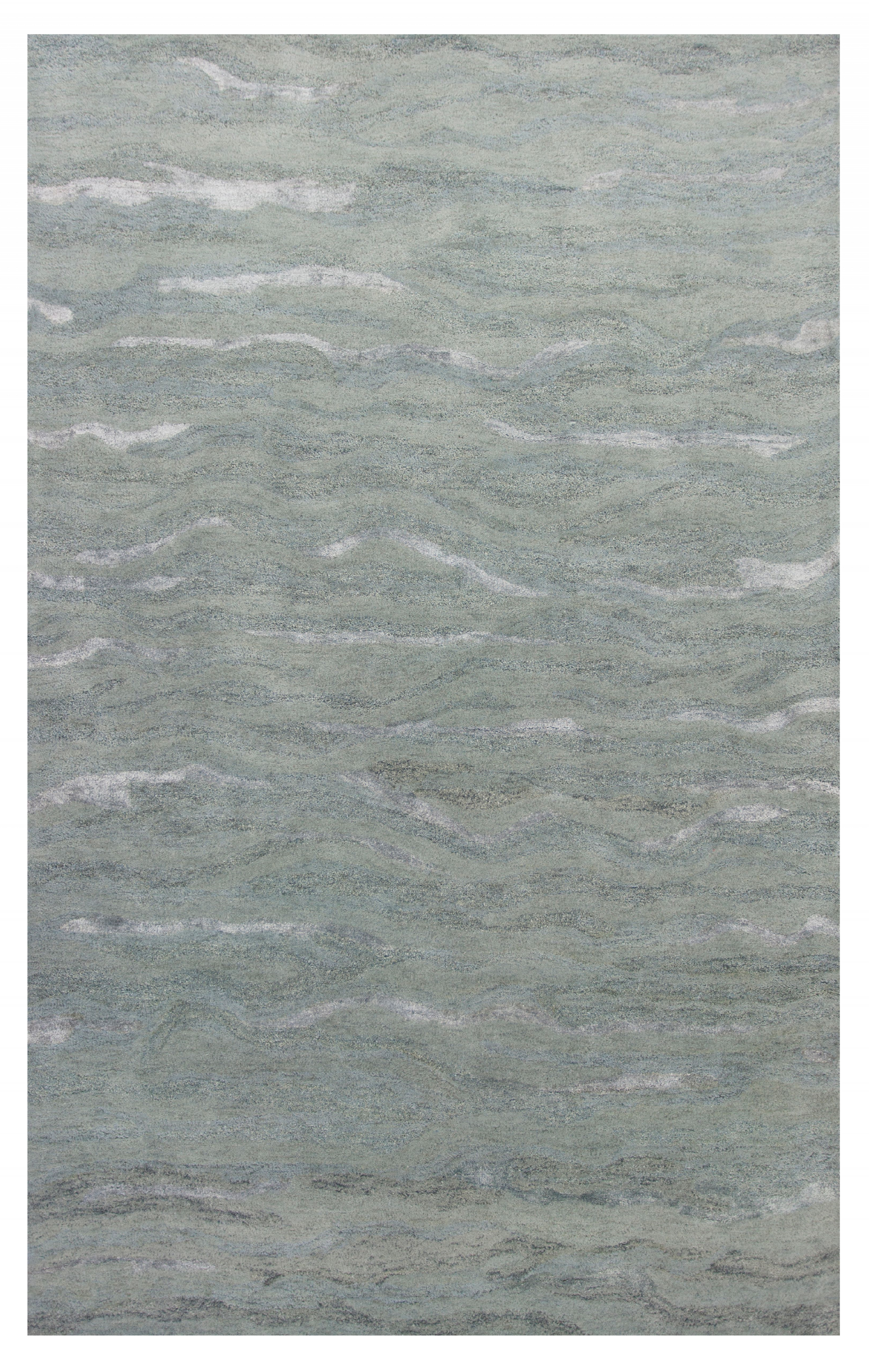 3' X 5' Slate Gray And Ivory Abstract Hand Tufted Area Rug-Area Rugs-DECOROLALA