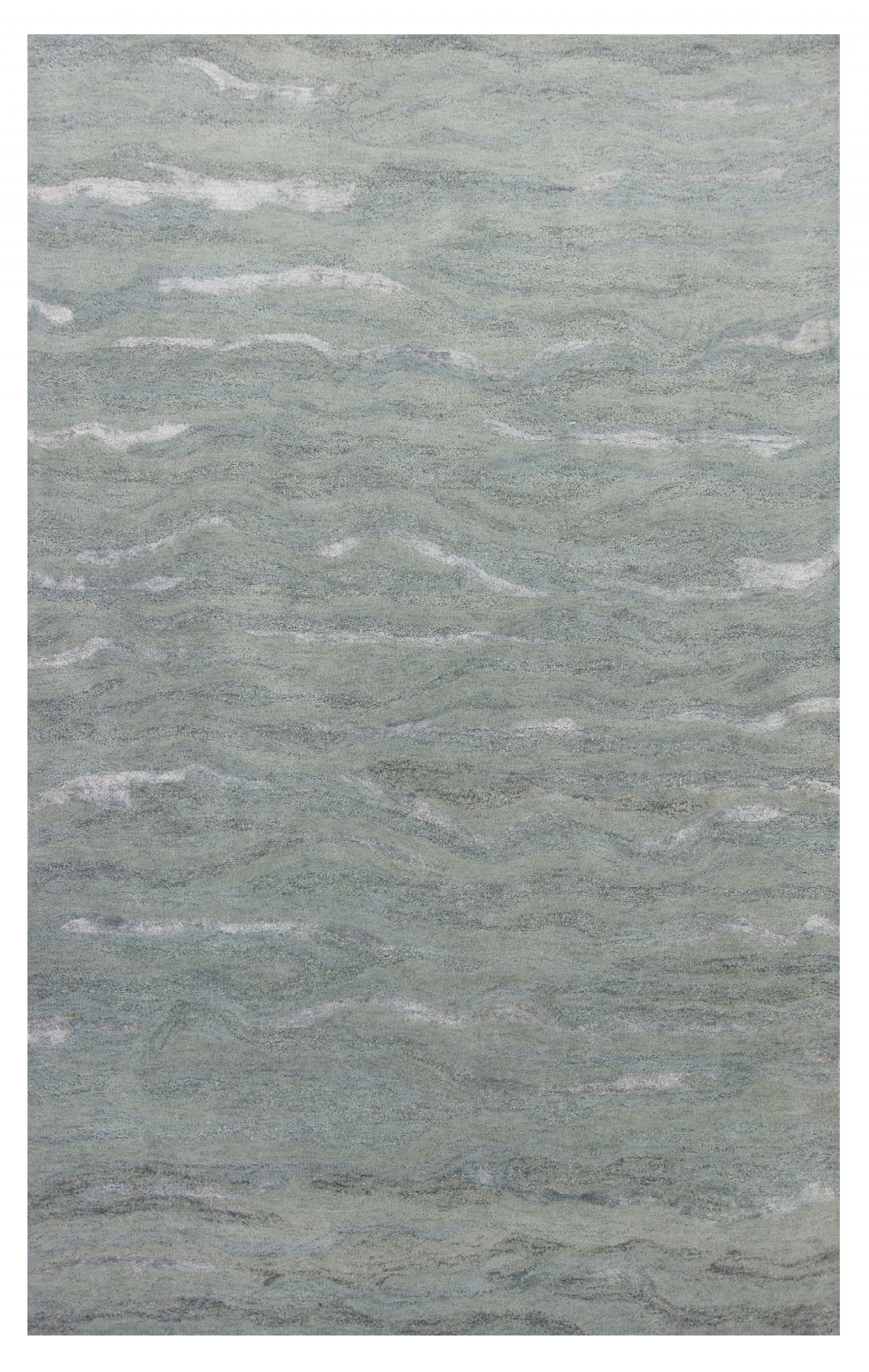3' X 5' Slate Gray And Ivory Abstract Hand Tufted Area Rug-Area Rugs-DECOROLALA