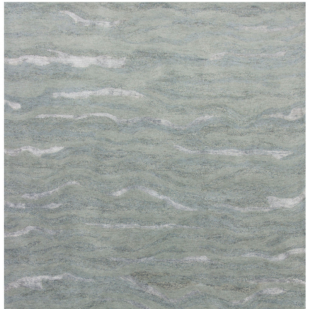 3' X 5' Slate Gray And Ivory Abstract Hand Tufted Area Rug-Area Rugs-DECOROLALA