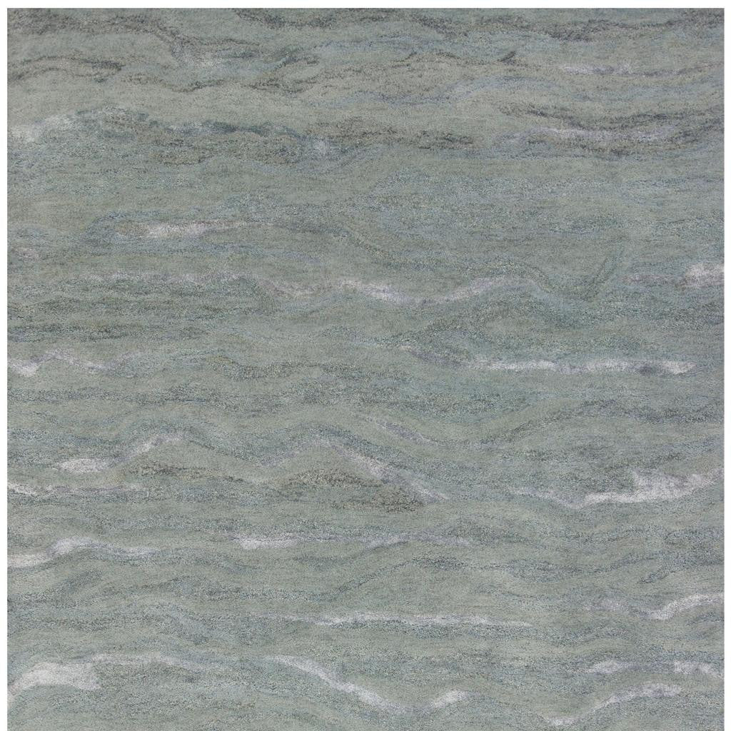 3' X 5' Slate Gray And Ivory Abstract Hand Tufted Area Rug-Area Rugs-DECOROLALA