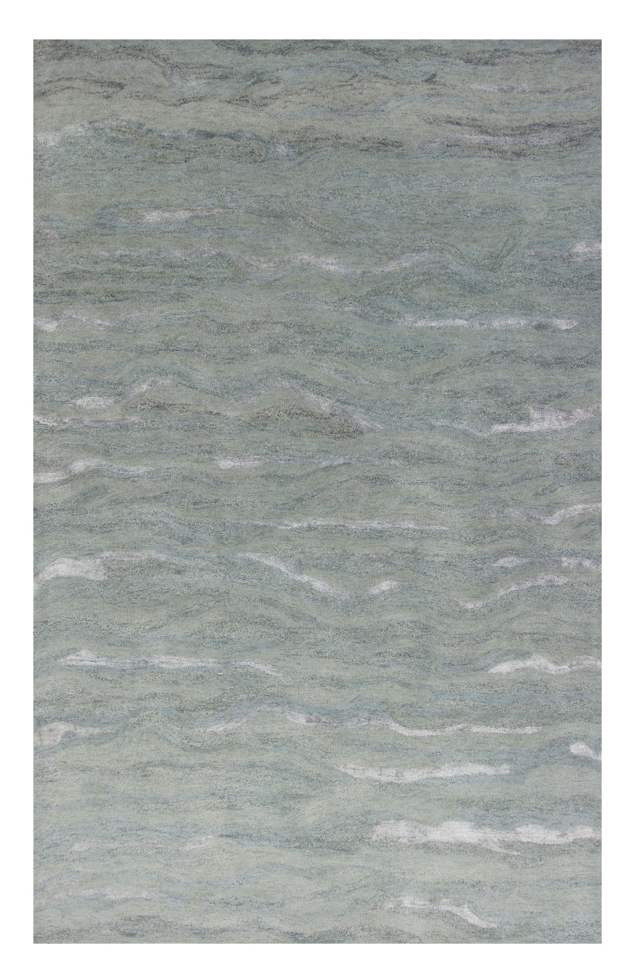 3' X 5' Slate Gray And Ivory Abstract Hand Tufted Area Rug-Area Rugs-DECOROLALA