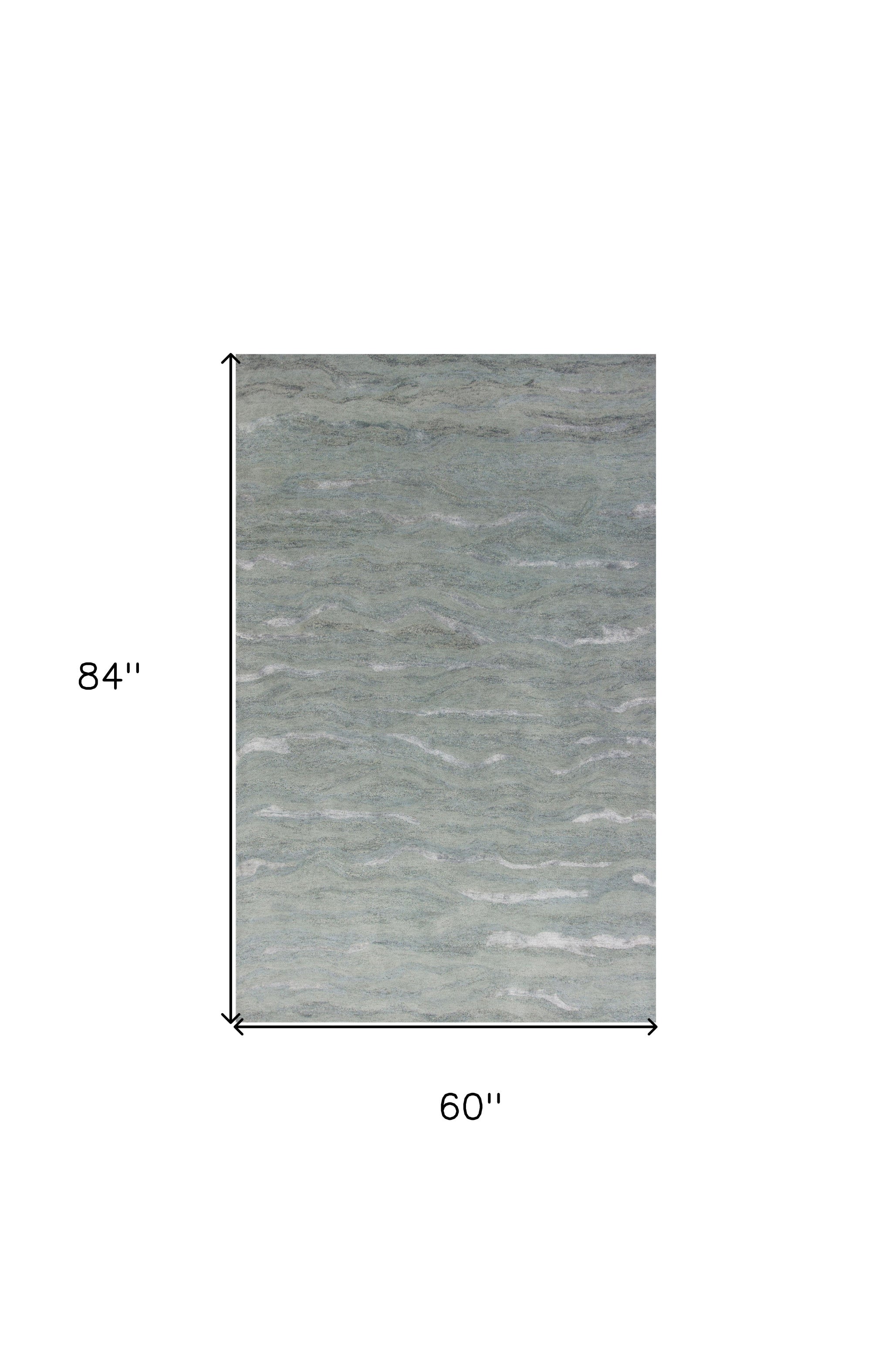 3' X 5' Slate Gray And Ivory Abstract Hand Tufted Area Rug-Area Rugs-DECOROLALA