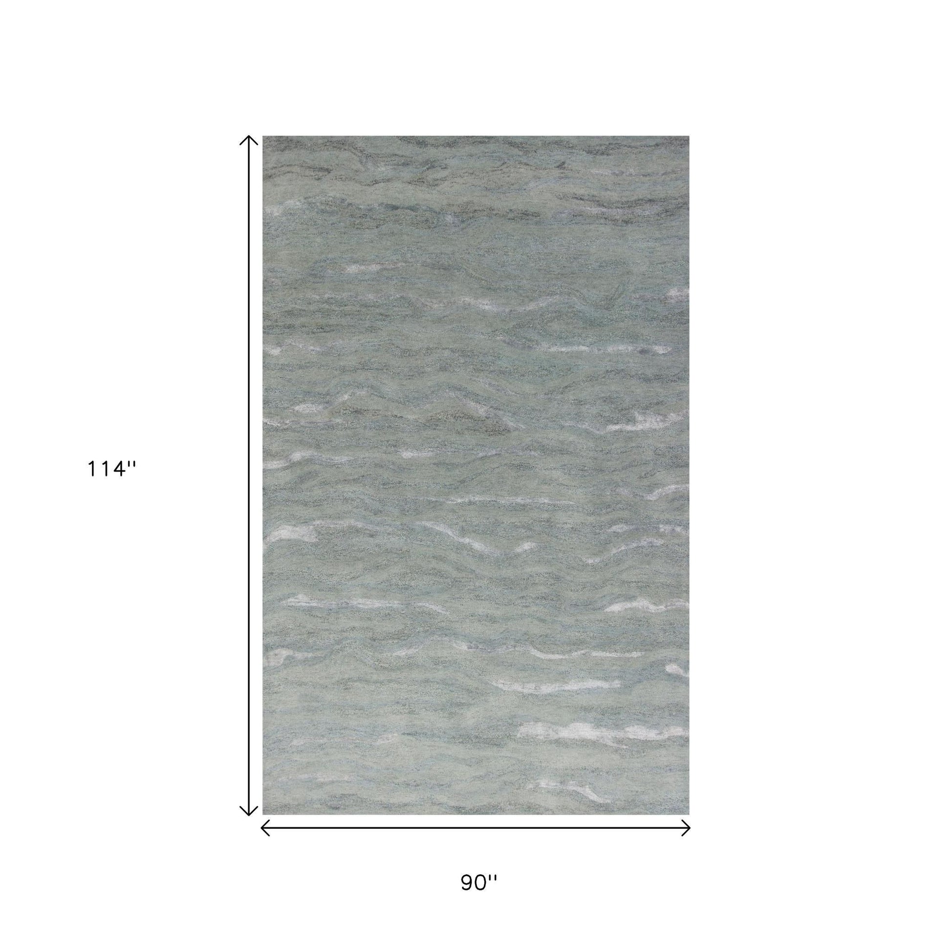 3' X 5' Slate Gray And Ivory Abstract Hand Tufted Area Rug-Area Rugs-DECOROLALA