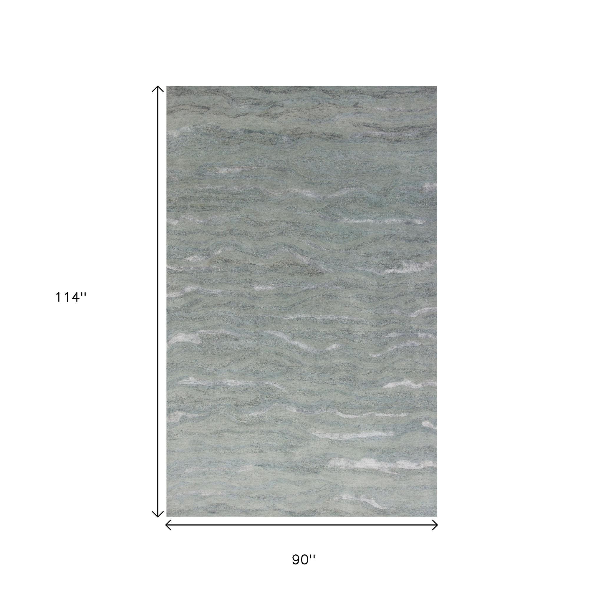 3' X 5' Slate Gray And Ivory Abstract Hand Tufted Area Rug-Area Rugs-DECOROLALA