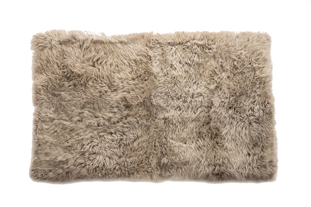 3' X 5' Taupe Genuine Sheepskin Area Rug-Area Rugs-DECOROLALA