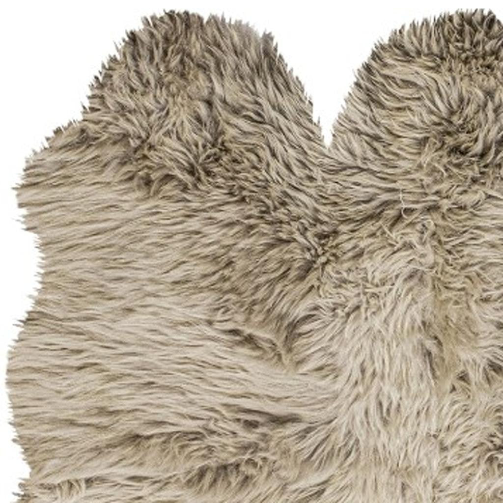 3' X 5' Taupe Natural Sheepskin Area Rug-Area Rugs-DECOROLALA