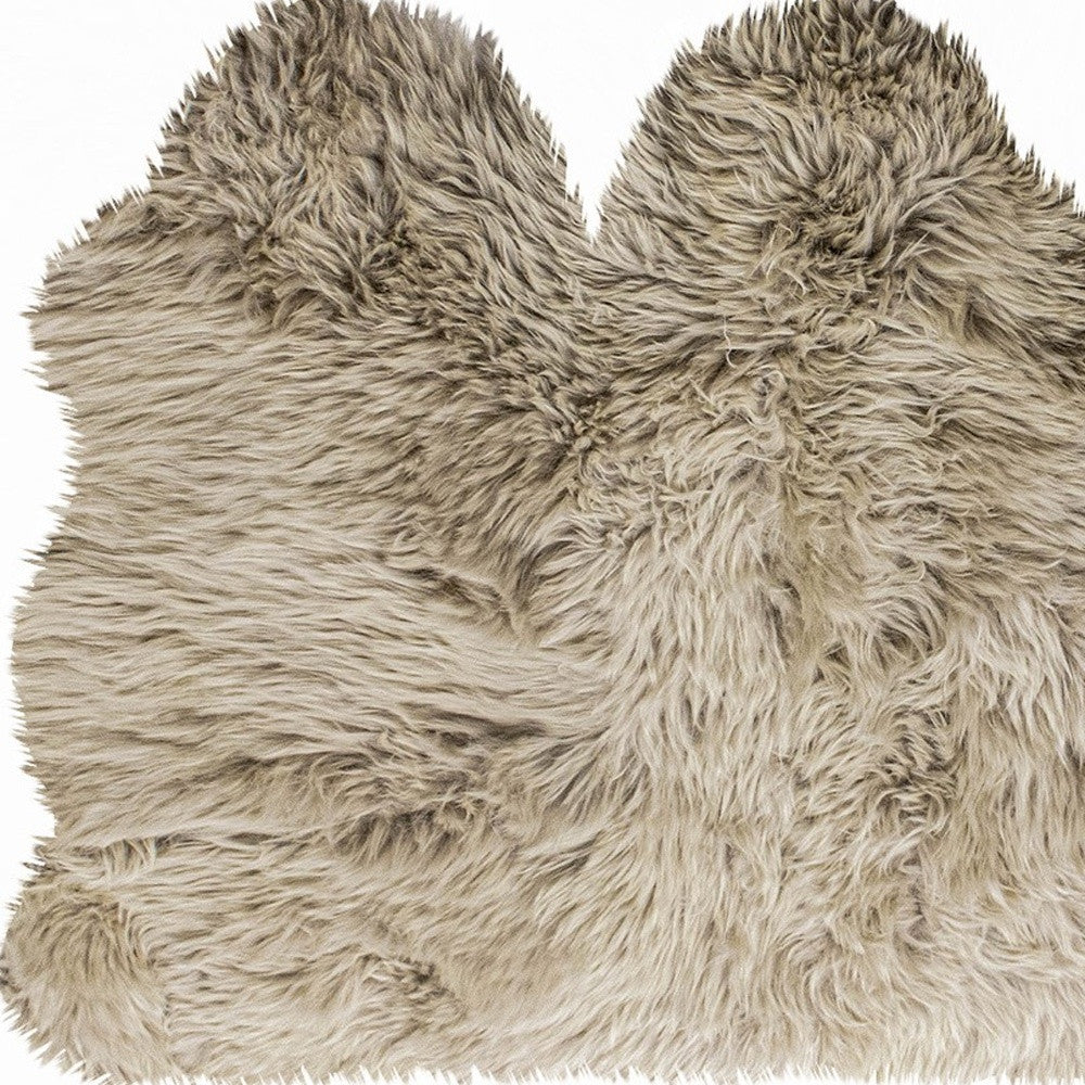 3' X 5' Taupe Natural Sheepskin Area Rug-Area Rugs-DECOROLALA
