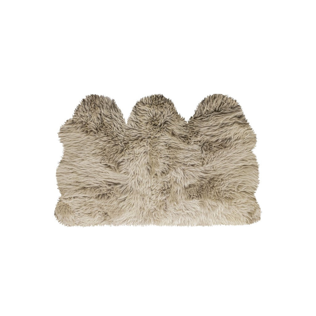 3' X 5' Taupe Natural Sheepskin Area Rug-Area Rugs-DECOROLALA