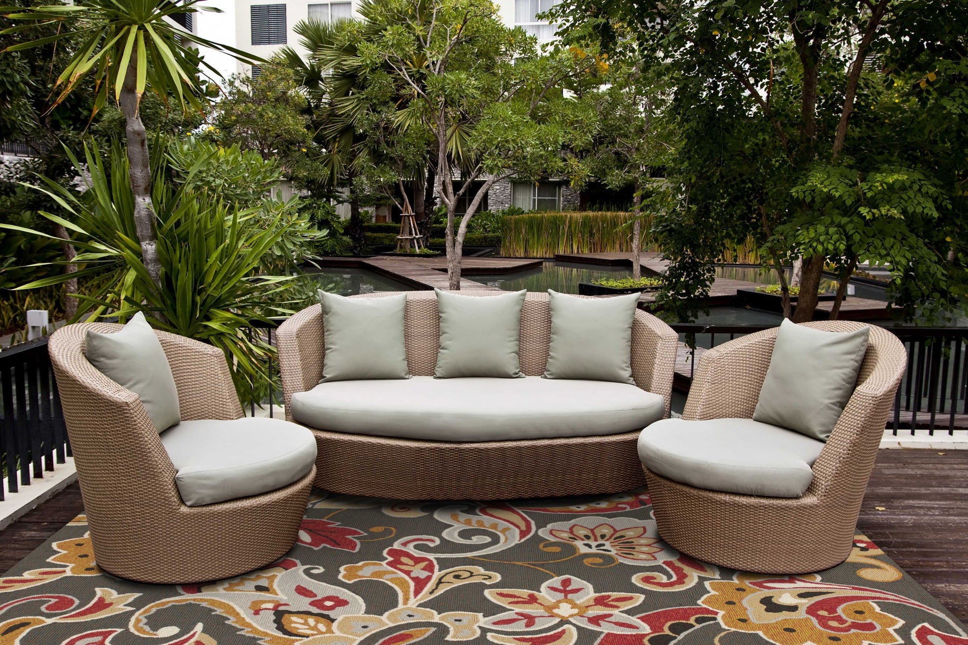 3' X 5' Taupe Red And Gray Floral Hand Tufted Area Rug-Area Rugs-DECOROLALA