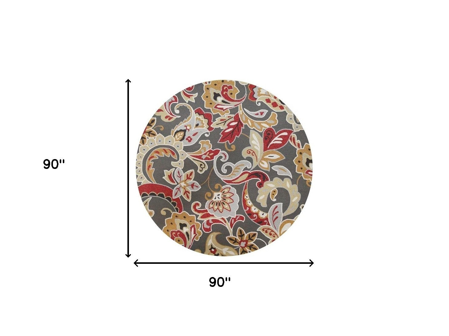 3' X 5' Taupe Red And Gray Floral Hand Tufted Area Rug-Area Rugs-DECOROLALA