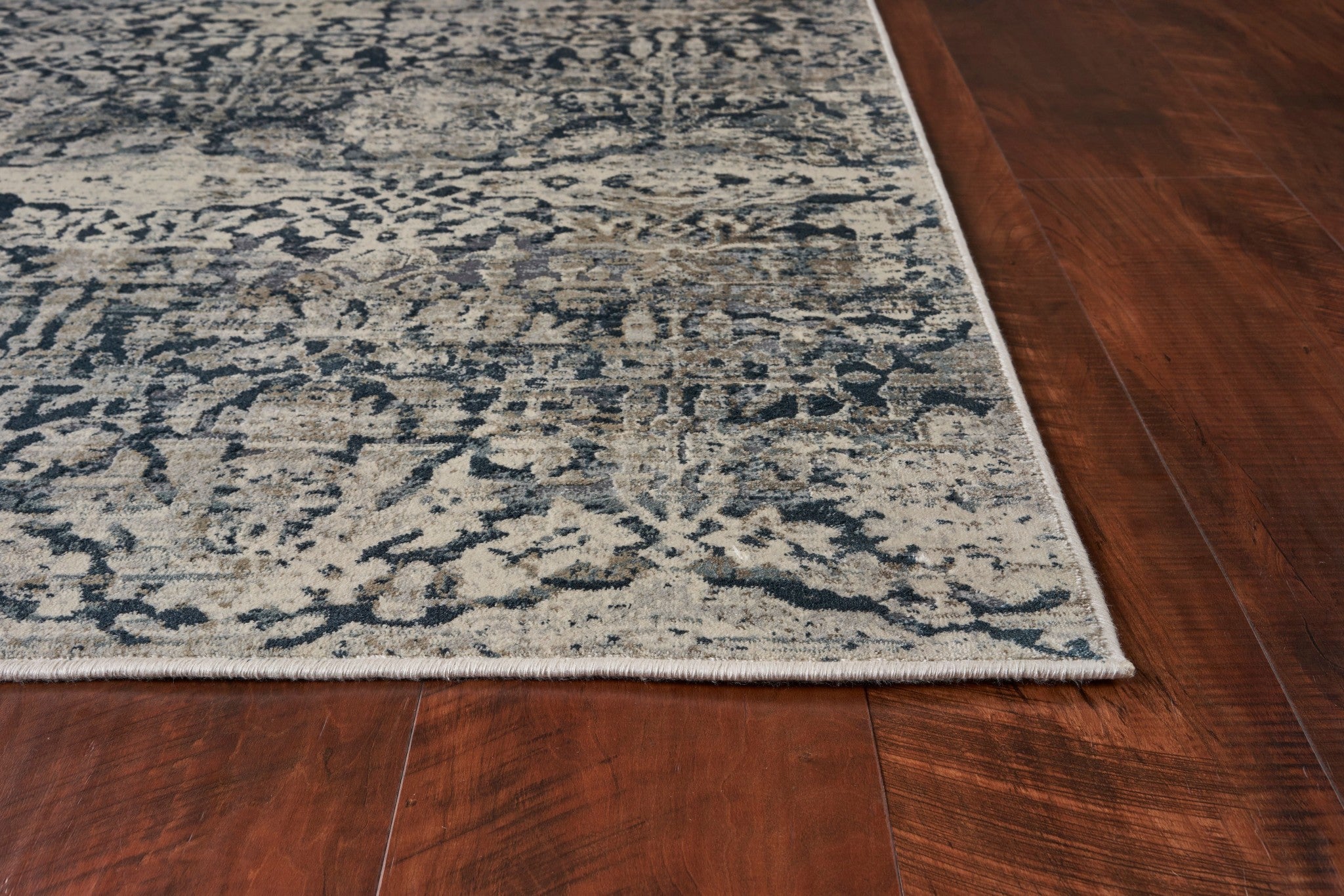 3' X 5' Teal And Ivory Floral Area Rug-Area Rugs-DECOROLALA