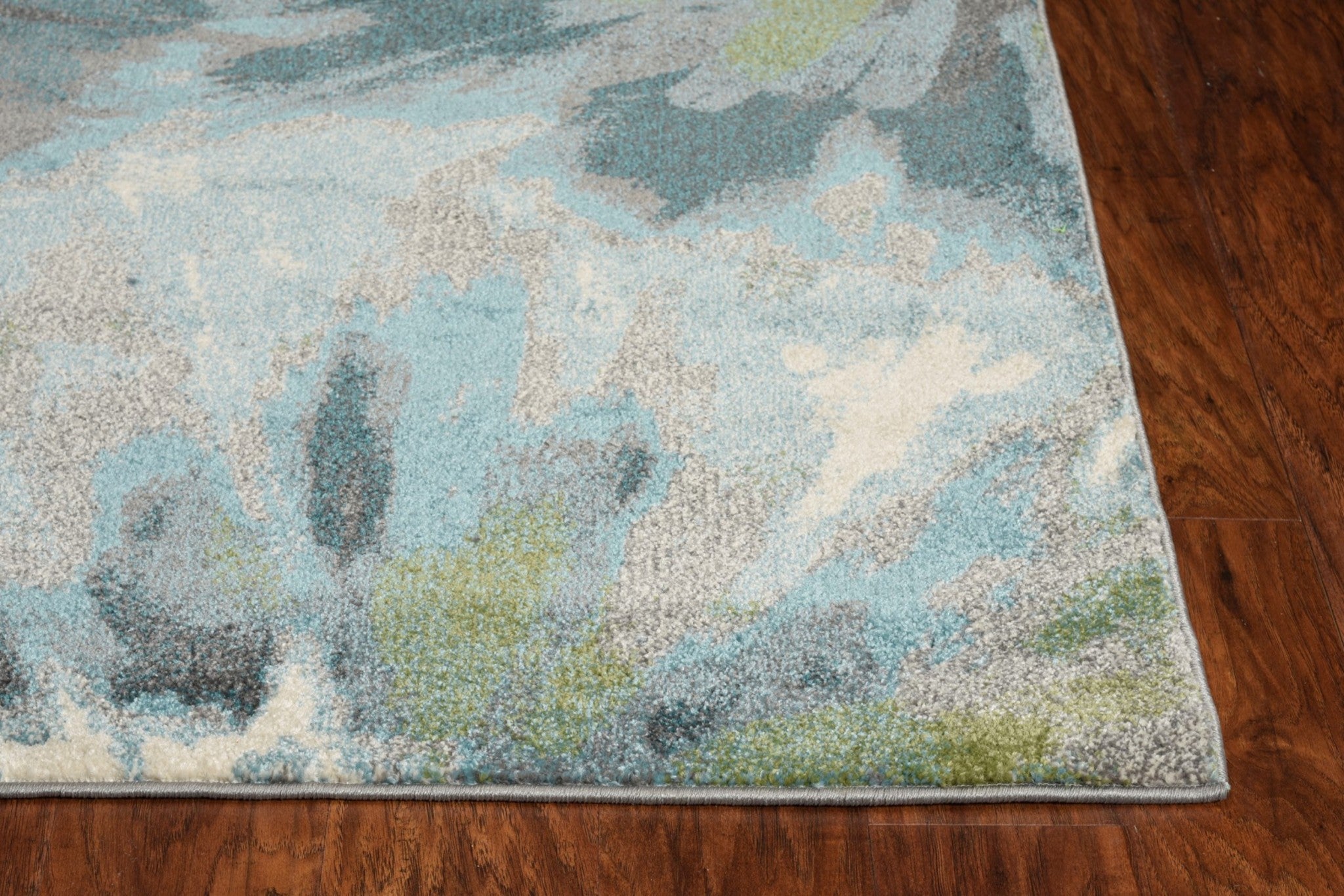 3' X 5' Teal Ivory And Gray Floral Area Rug-Area Rugs-DECOROLALA