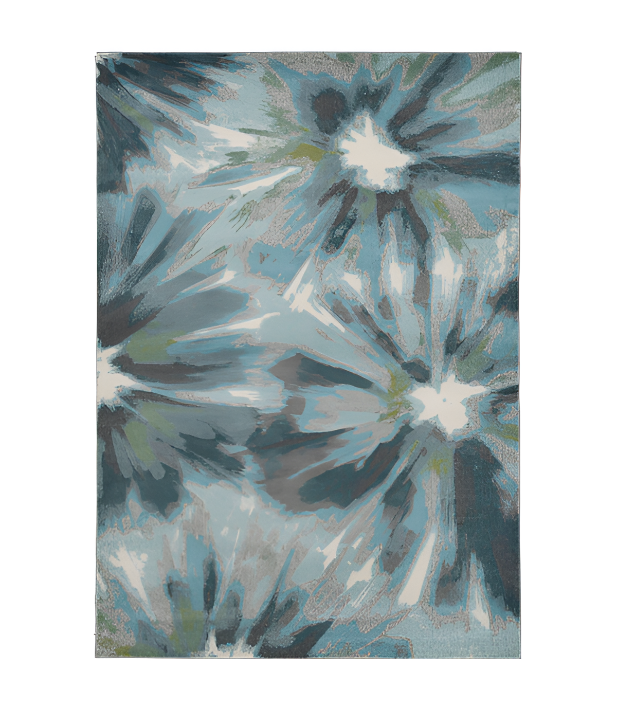 3' X 5' Teal Ivory And Gray Floral Area Rug-Area Rugs-DECOROLALA