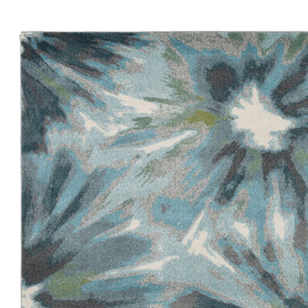 3' X 5' Teal Ivory And Gray Floral Area Rug-Area Rugs-DECOROLALA