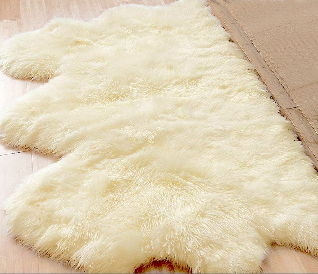3' X 5' Trio Natural Sheepskin Area Rug-Area Rugs-DECOROLALA