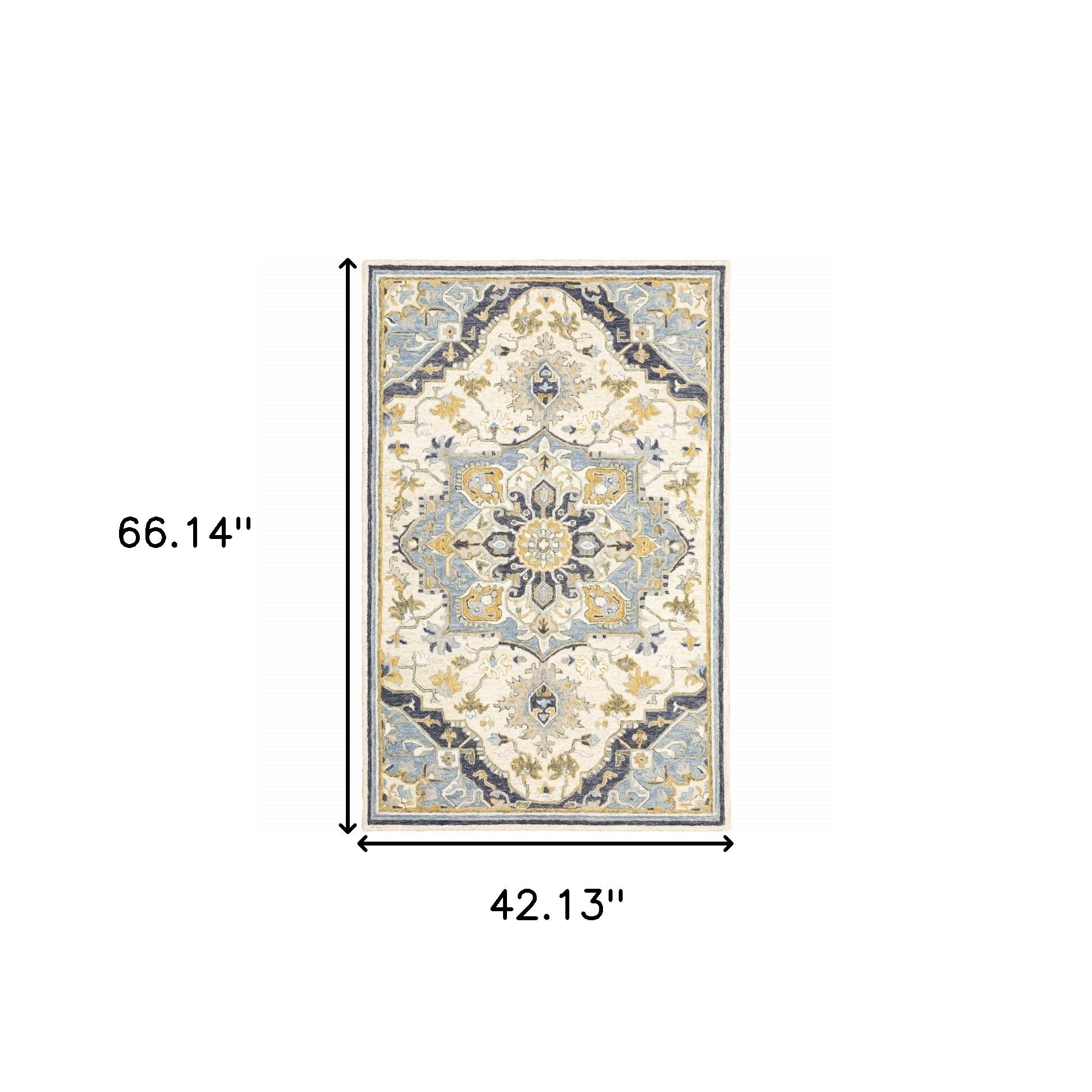 3' X 8' Blue And Ivory Bohemian Runner Rug-Area Rugs-DECOROLALA