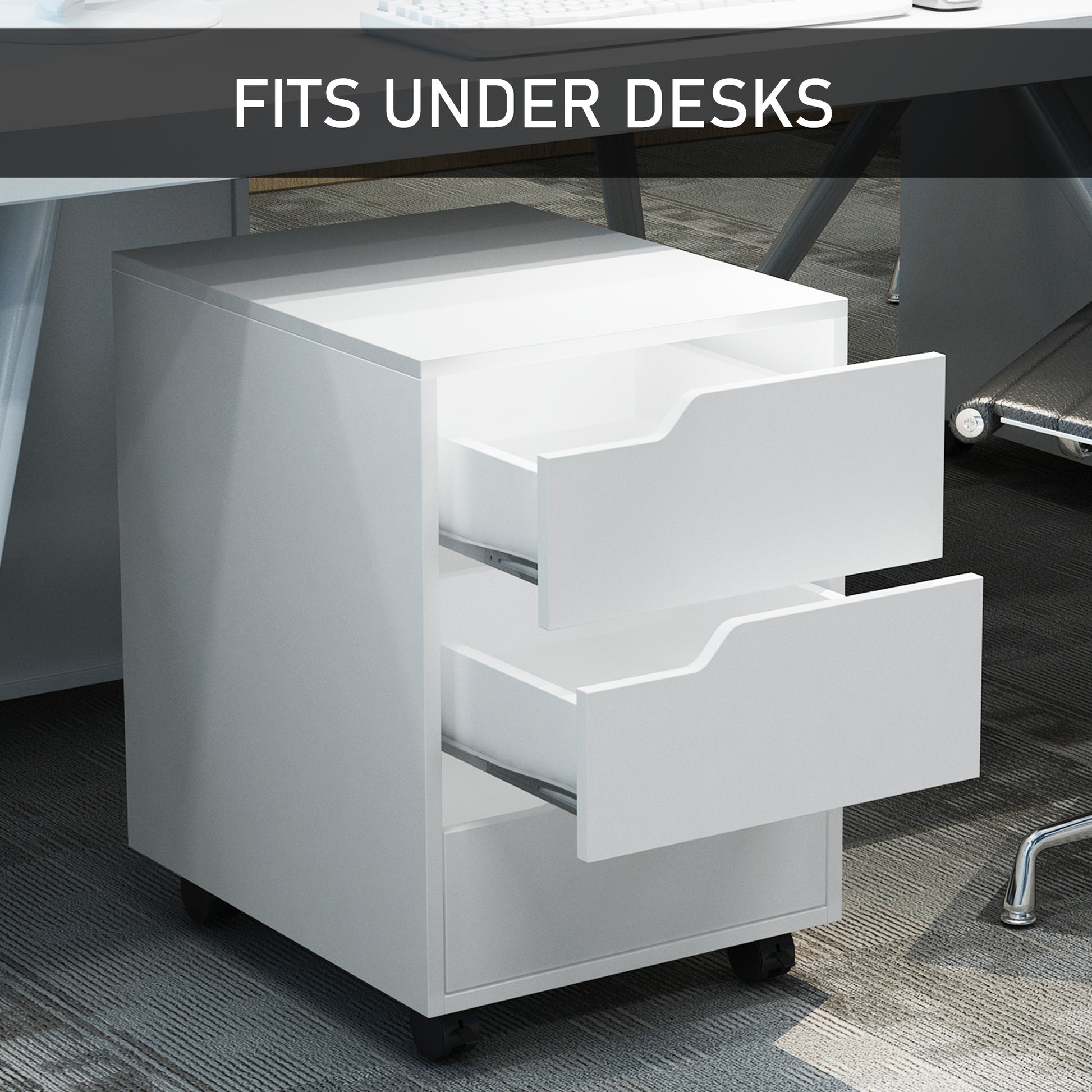 3-drawer Mobile File Cabinet & Printer Stand - White-Office Products > Office Furniture > Office Cabinets & Cupboards-DECOROLALA