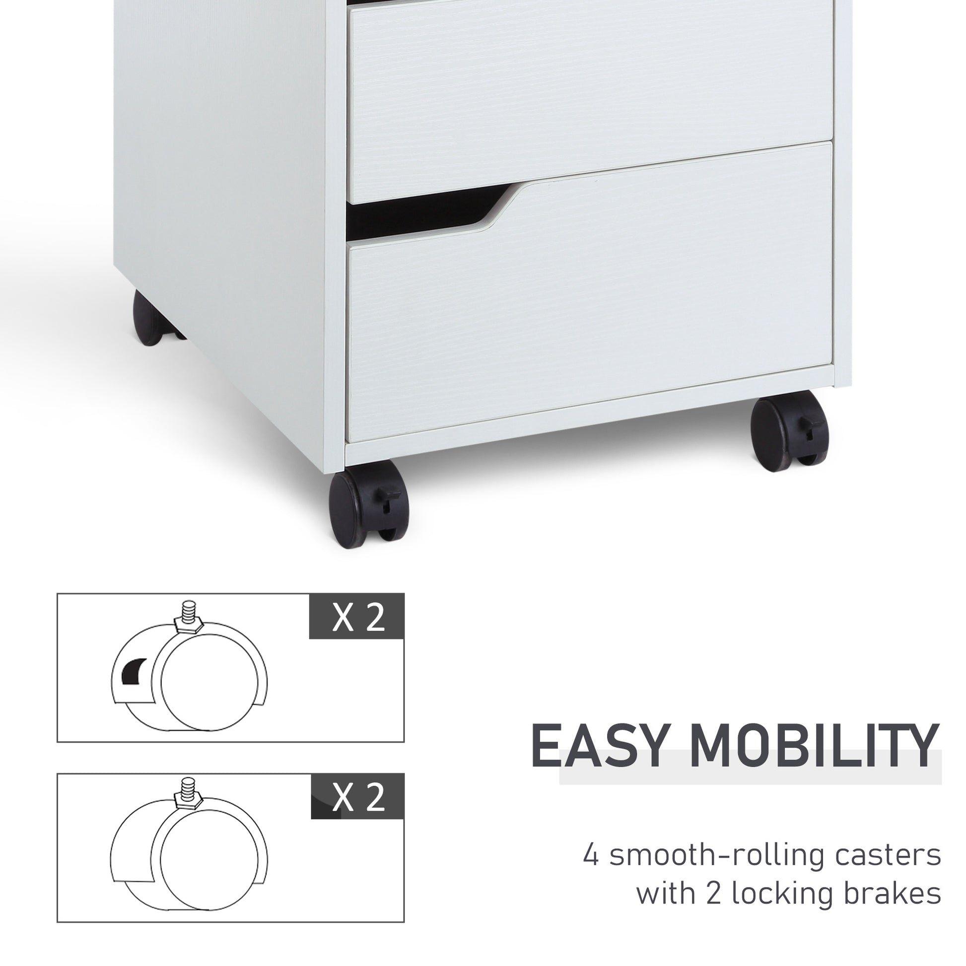3-drawer Mobile File Cabinet & Printer Stand - White-Office Products > Office Furniture > Office Cabinets & Cupboards-DECOROLALA