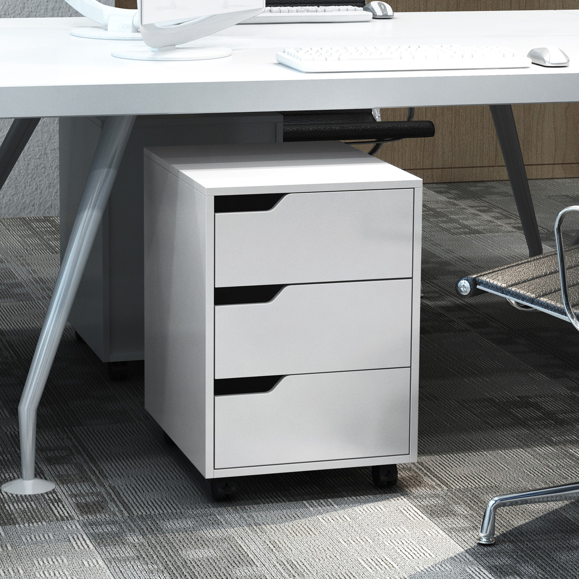 3-drawer Mobile File Cabinet & Printer Stand - White-Office Products > Office Furniture > Office Cabinets & Cupboards-DECOROLALA