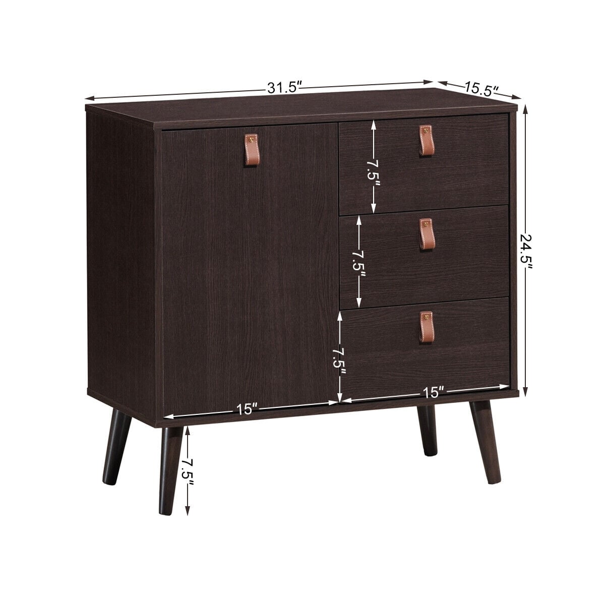 3-drawer Sideboard Storage Cabinet - Brown (min order qty 2)-Dressers & Chests-DECOROLALA