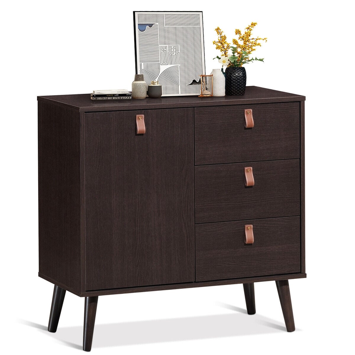 3-drawer Sideboard Storage Cabinet - Brown (min order qty 2)-Dressers & Chests-DECOROLALA