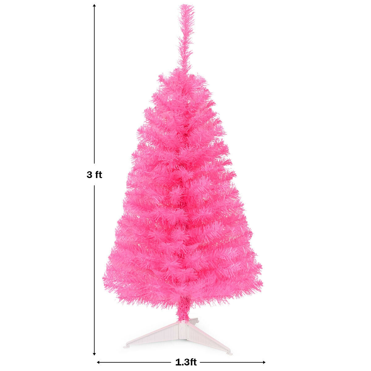 3 ft Premium Artificial Christmas Mini Tree with Stand-Pink-Christmas Trees-DECOROLALA