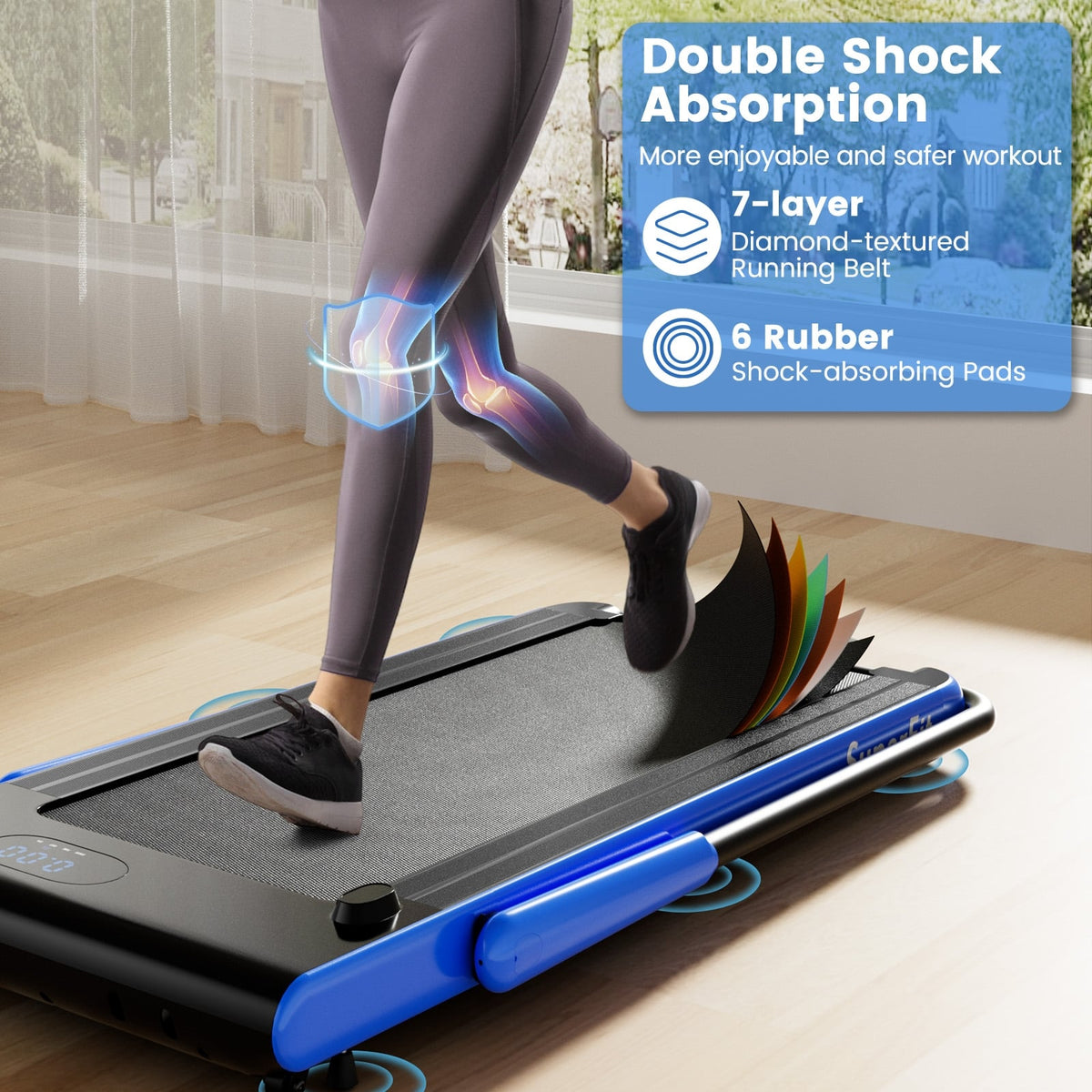 3-in-1 3HP Folding Treadmill with Smart Apps Remote Control and Speakers-Navy-Treadmills-DECOROLALA
