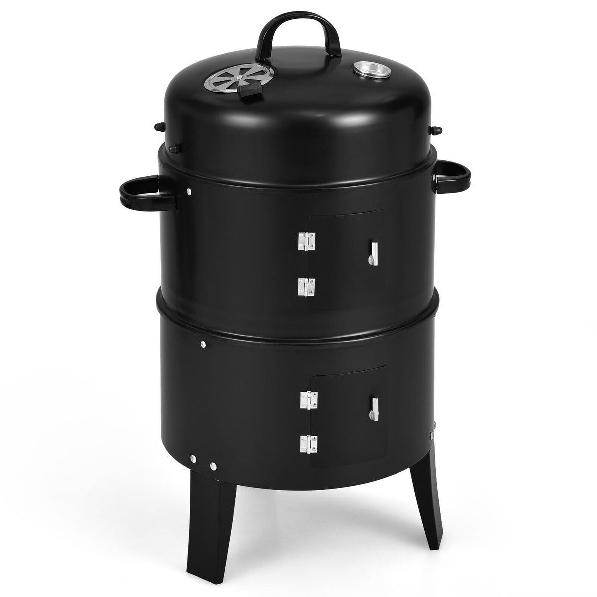 3-in-1 Charcoal BBQ Grill Cambo with Built-in Thermometer-Outdoor Grills-DECOROLALA