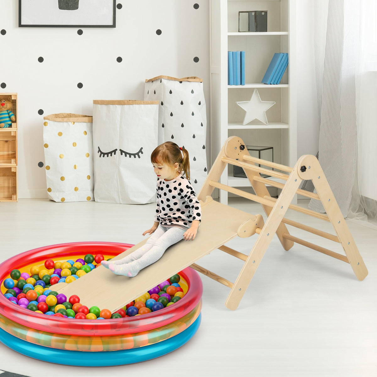3-in-1 Climbing Set Foldable and Adjustable Kids Triangle Set