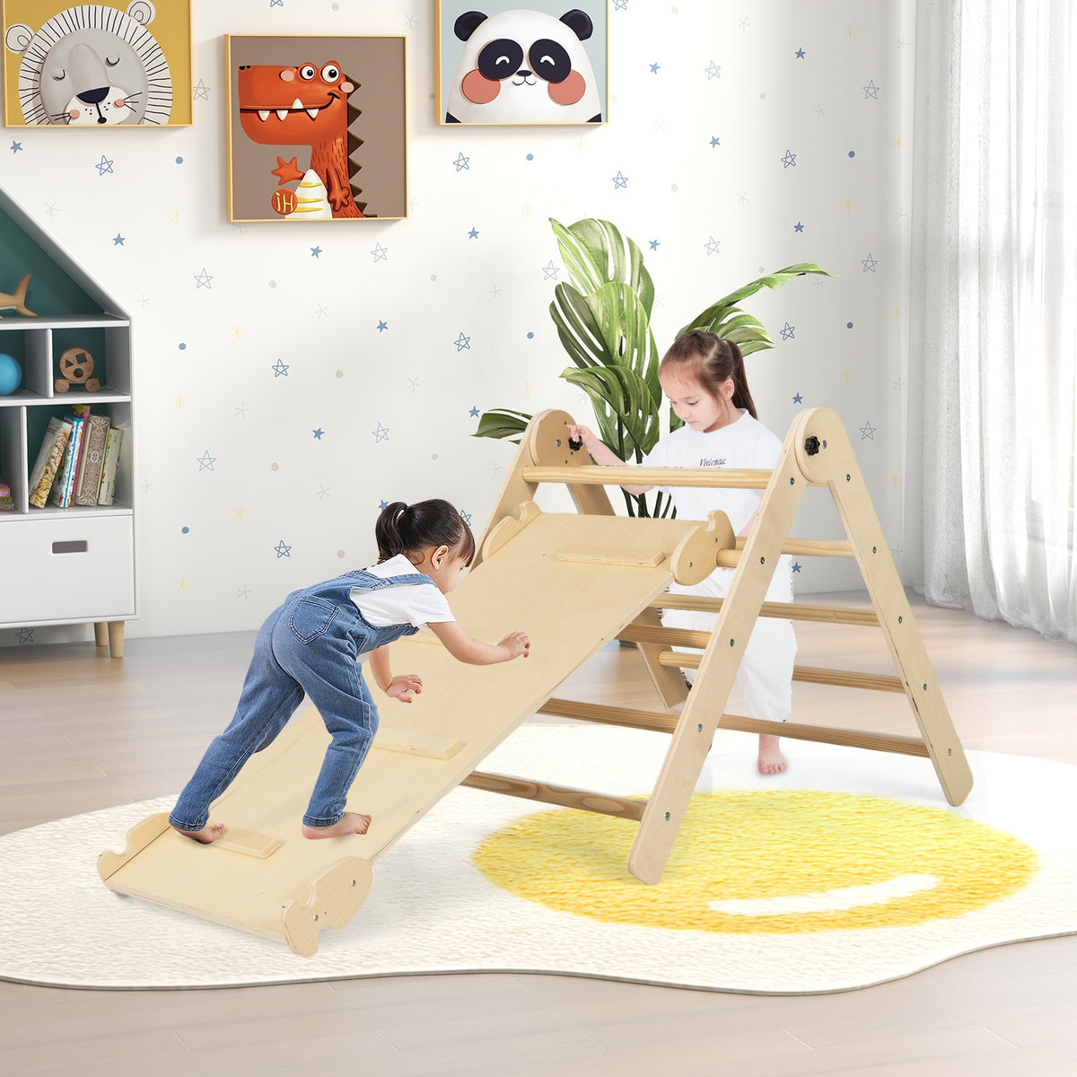 3-in-1 Climbing Set Foldable and Adjustable Kids Triangle Set