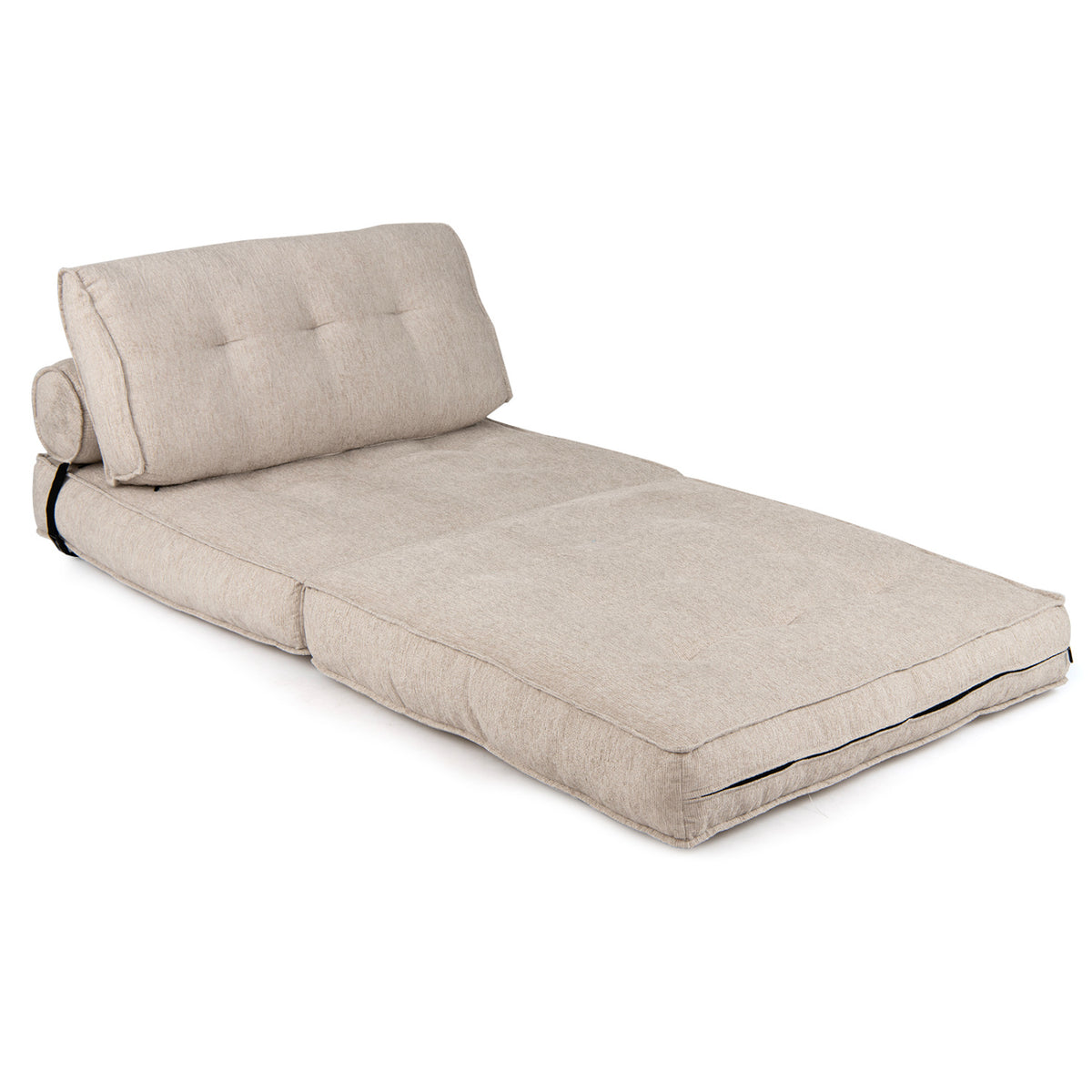 3-in-1 Convertible Folding Sofa Bed with Bolster - Beige Chenille-Sofas & Loveseats-DECOROLALA