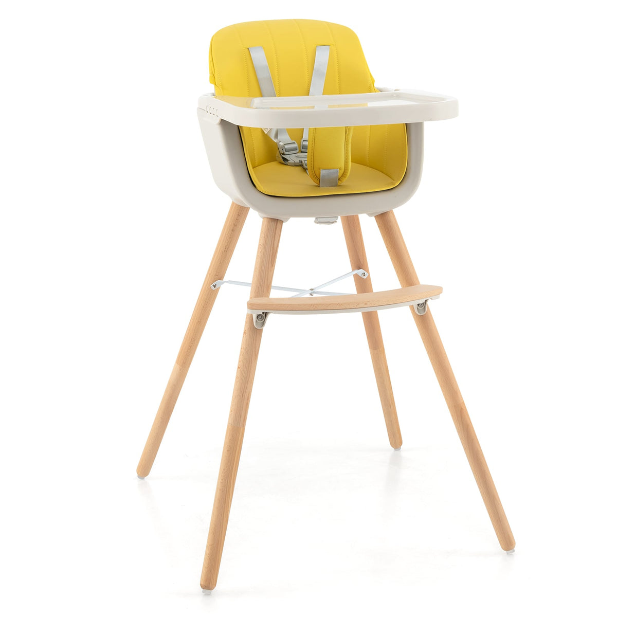 3-in-1 Convertible High Chair - Yellow Wood-High Chairs-DECOROLALA