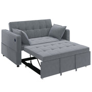 3-in-1 Convertible Sleeper Sofa Bed with USB Ports - Dark Grey-Home Furnishings > Living Room Furniture > Sofas & Reclining Chairs > 2-Seater Sofas-DECOROLALA